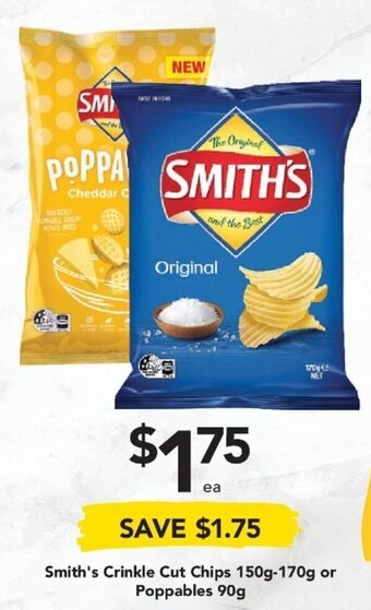 Drakes Smith's Crinkle Cut Chips 150g-170g or Poppables 90g offer