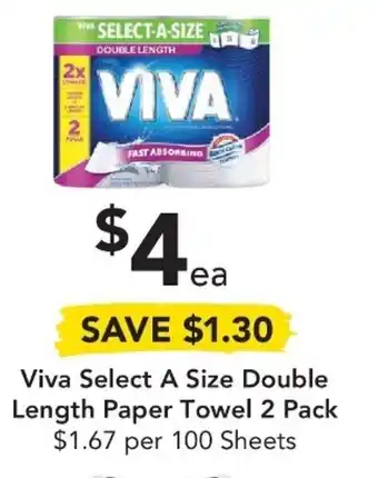 Drakes Viva Select A Siza Double Length Paper Towel 2 Pack offer