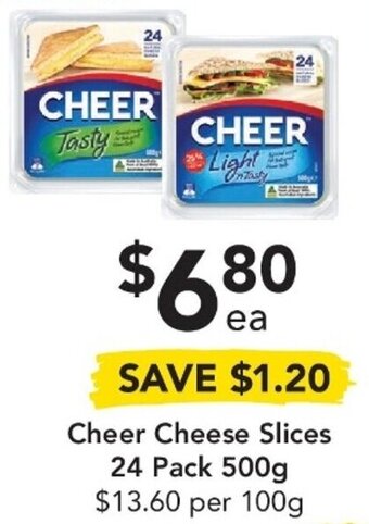 Drakes Cheer Cheese Slices 24 Pack 500g offer