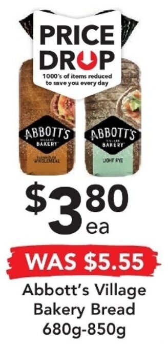 Drakes Abbott's Village Bakery Bread 680g-850g offer