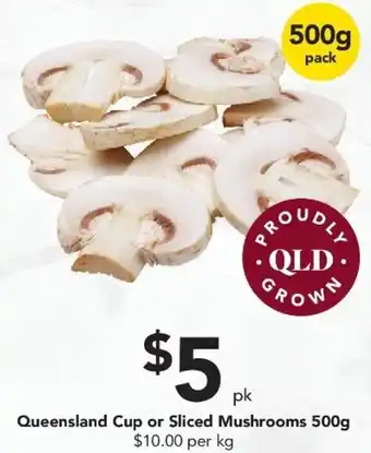 Drakes Queensland Cup or Sliced Mushrooms 500g offer