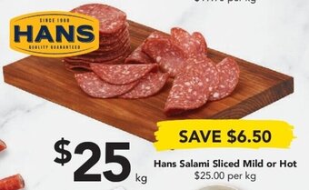 Drakes Hans Salami Sliced Mild or Hot offer
