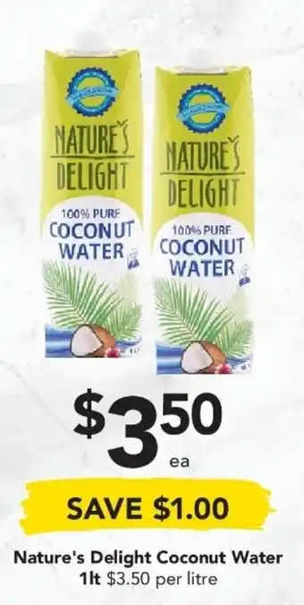 Drakes Nature's Delight Coconut Water 1lt offer