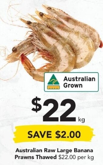 Australian Raw Large Banana Prawns Thawed