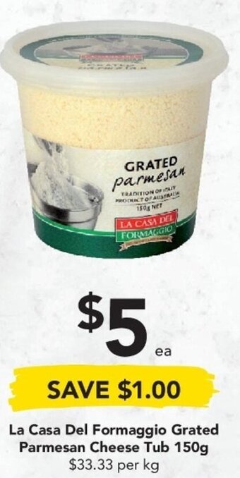 Drakes La Casa Del Formaggio Grated Parmesan Cheese Tub 150g offer