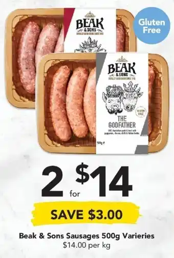 Drakes Beak & Sons Sausages 500g Variereis offer