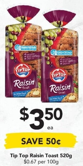 Drakes Tip Top Raisin Toast 520g offer