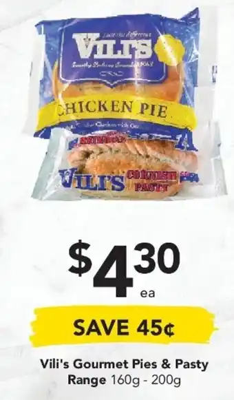 Drakes Vili's Gourmet Pies & Pasty Range 160g-200g offer