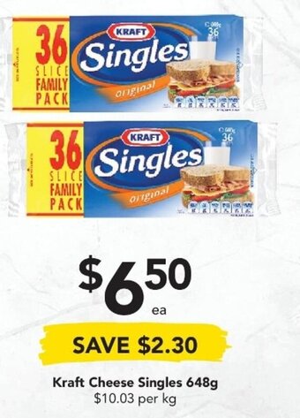 Drakes Kraft Cheese Singles 648g offer
