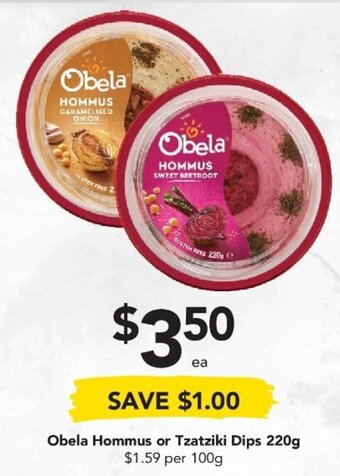 Obela Hommus or Tzatziki Dips 220g
