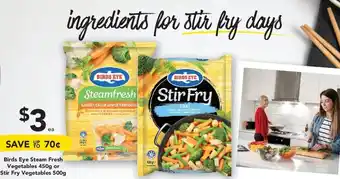 Drakes Brids Eye Steam Fresh Vegetables 450g or Stir Fry Vegetables 500g offer