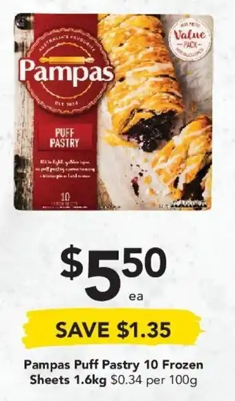Drakes Pampers Puff Pastry 10 Frozen Sheets 1,6kg offer