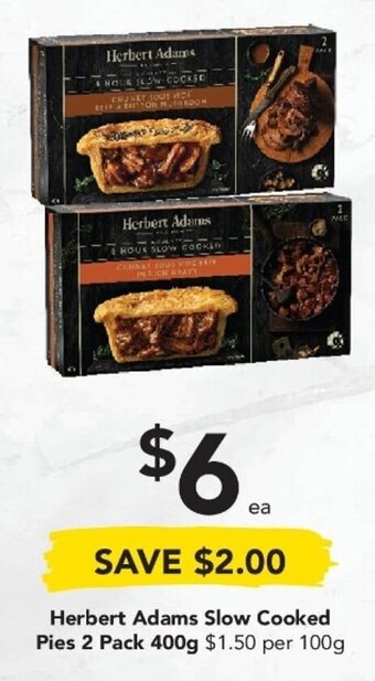Herbert Adams Slow Cooked Pies 2 Pack 400g