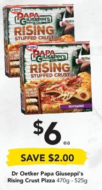 Drakes Dr Oetker Papa Giuseppi's Rising Crust Pizza 470g-525g offer