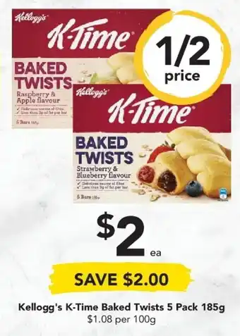 Drakes Kellogg's K-Time Baked Twists 5 Paack 185g offer