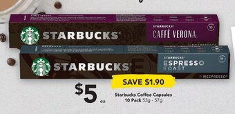 Drakes Starbucks Coffee Capsules 10 Pack 53g-57g offer