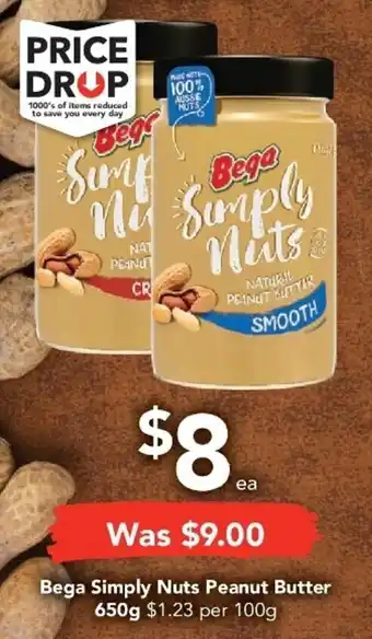 Drakes Bega Simply Nuts Peanuts Butter 650g offer