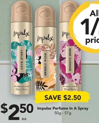 Drakes Impulse Perfume In A Spray 50g-57g offer