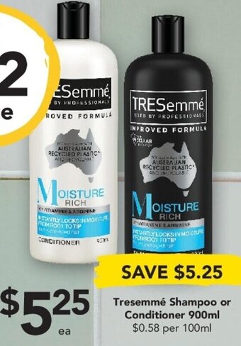 Drakes Tresemmé Shampoo or Conditioner 900ml offer
