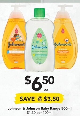 Drakes Johnson & Johnson Baby Range 500ml offer