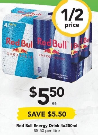 Drakes Red Bull Energy Drink 4x250ml offer