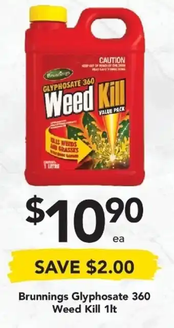 Drakes Brunnings Glyphosate 360 Weed Kill 1lt offer