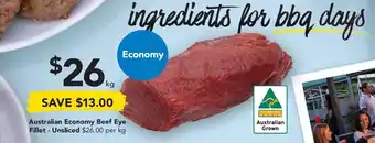 Drakes Australian Economy Beef Eye Fillets offer