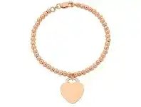 Bevilles Jewellery 9ct Rose Gold Silver Infused Bracelet with Heart Charm offer