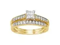 Bevilles Jewellery 9ct Yellow Gold 2 Ring Set with 0.52ct of Diamonds offer