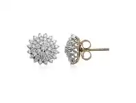 Bevilles Jewellery 9ct Yellow Gold Cluster Earrings with 0.50ct of Diamonds offer