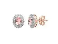 Bevilles Jewellery 9ct Rose Gold Diamond Set Oval Morganite Stud Earrings offer