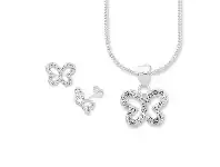 Bevilles Jewellery STERLING SILVER WHITE CRYSTAL BUTTERFLY NECKLACE AND EARRING SET offer