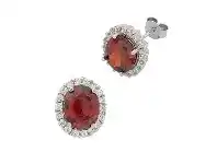 Bevilles Jewellery January Birthstone Sterling Silver Red Cubic Zirconia Earrings offer