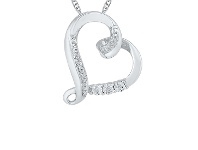 Bevilles Jewellery Sterling Silver Diamond Set Heart Necklace offer