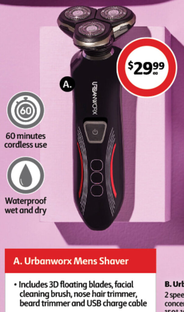 A. Urbanworx Mens Shaver offer at Coles