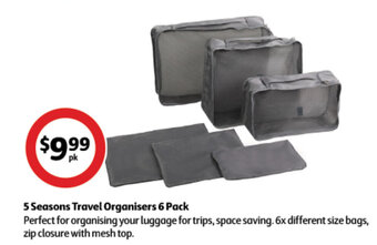 Coles 5 Seasons Travel Organisers 6 Pack offer
