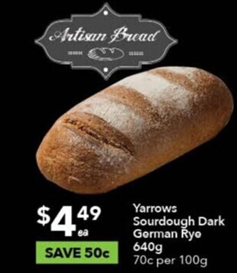 Ritchies Yarrows Sourdough Dark German Rye 640g offer