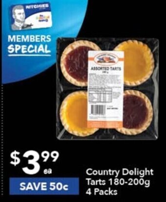 Ritchies Country Delight Tarts 180-200g 4 Packs offer