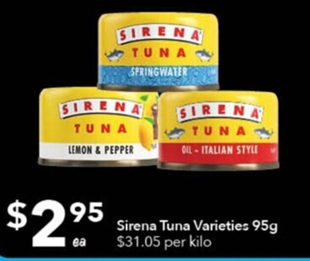 Sirena Tuna Varieties 95g offer at Ritchies
