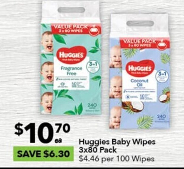 Huggies Baby Wipes 3x80 Pack offer at Ritchies