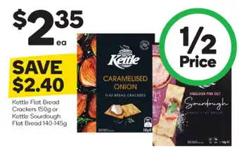 Woolworths Kettle Flat Bread Crackers 150g or Kettle Sourdough Flat Bread 140-145g offer