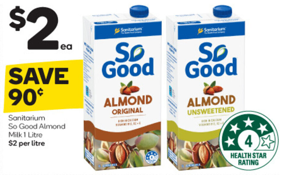 Sanitarium So Good Almond Milk 1 Litre offer at Woolworths
