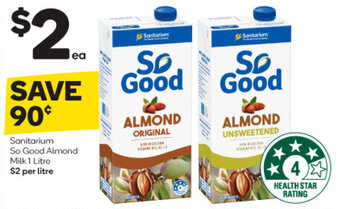 Woolworths Sanitarium So Good Almond Milk 1 Litre offer