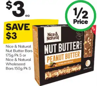 Woolworths Nice & Natural Nut Butter Bars 175g Pk 5 or Nice & Natural Wholeseed Bars 150g Pk 5 offer