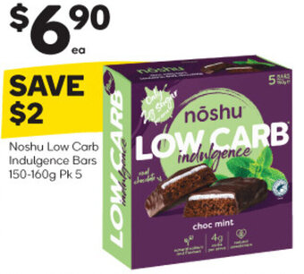 Woolworths Noshu Low Carb Indulgence Bars 150-160g Pk 5 offer