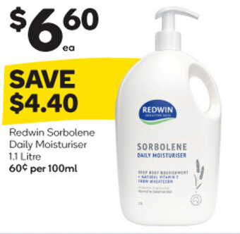 Woolworths Redwin Sorbolene Daily Moisturiser 1.1 Litre offer