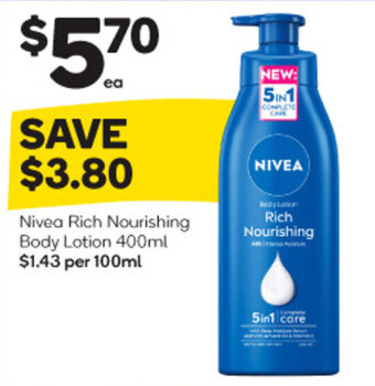 Woolworths Nivea Rich Nourishing Body Lotion 400ml offer