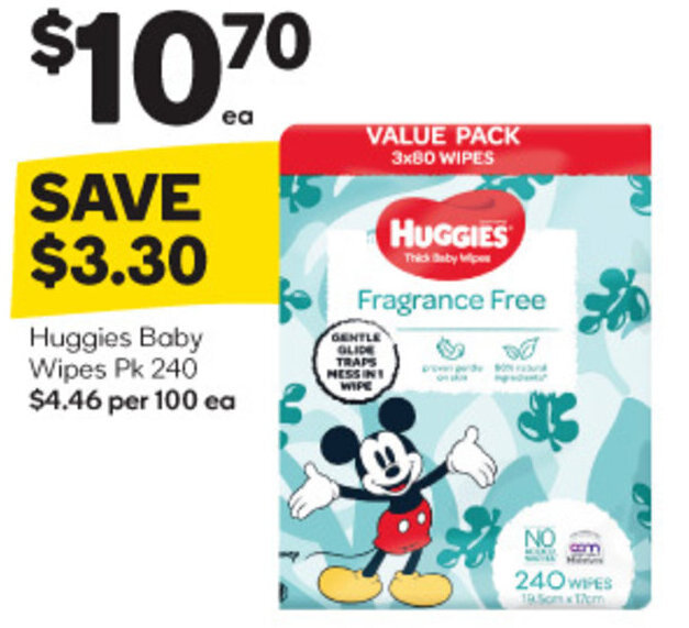 Huggies Baby Wipes Pk 240 offer at Woolworths