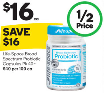 Woolworths Life-Space Broad Spectrum Probiotic Capsules Pk 40- offer
