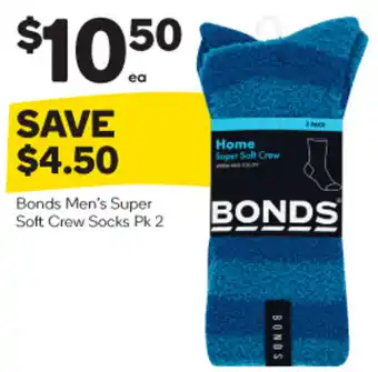 Woolworths Bonds Men's Super Soft Crew Socks Pk 2 offer